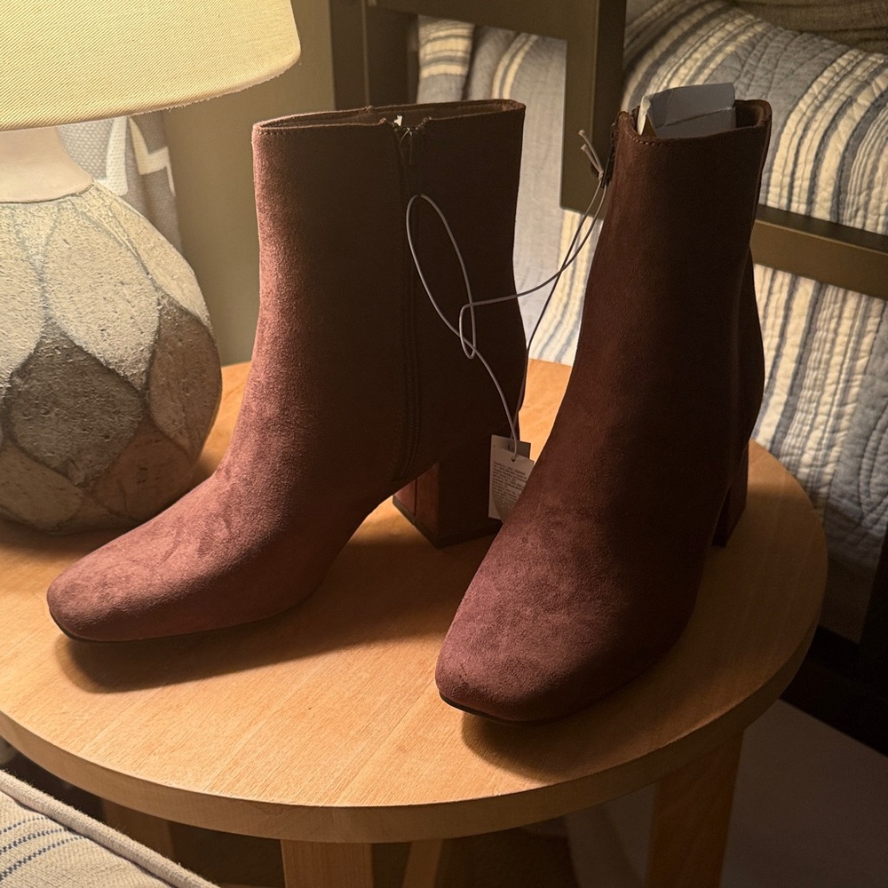 Old Navy Dark Brown Suede Heeled Boots